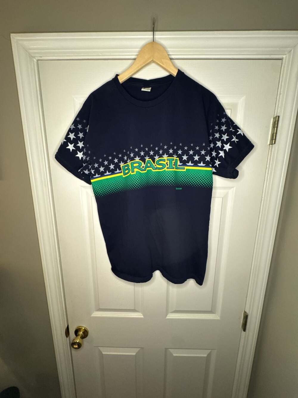 Braziline Navy Blue Soccer Graphic T-Shirt with Brasil Star Pattern